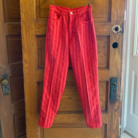 Vintage NWOT Red Orange Gino’s Highwaisted Jeans - Picture 3 of 4
